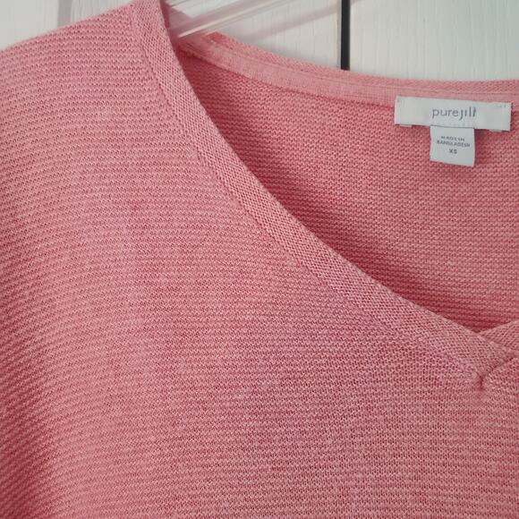 Pure Jill Powder Pink Cotton Wool Blend Ribbed Knit Boxy Casual Long Line Top - Picture 4 of 11